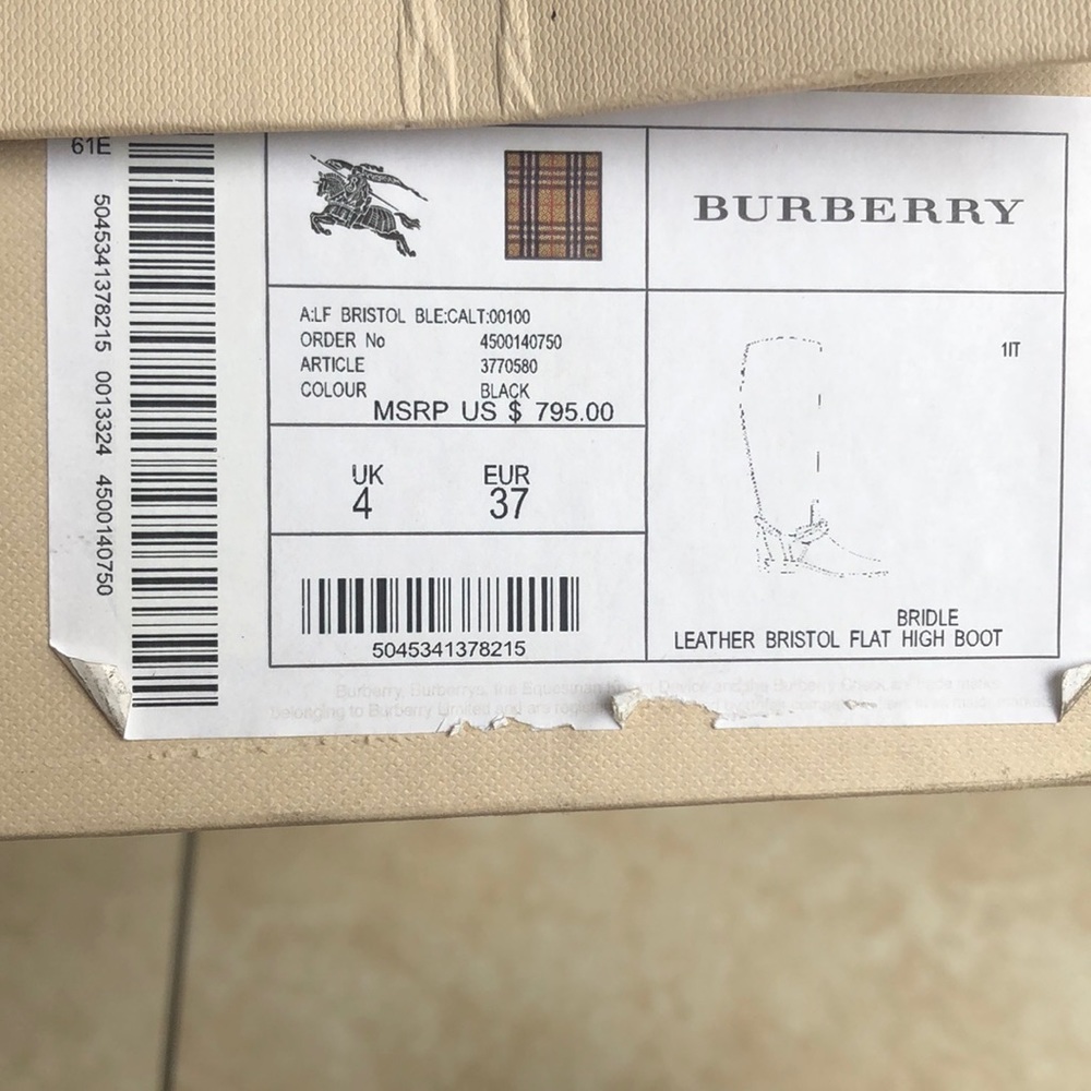 Burberry Knee Black Leather Boots - Picture 6 of 7